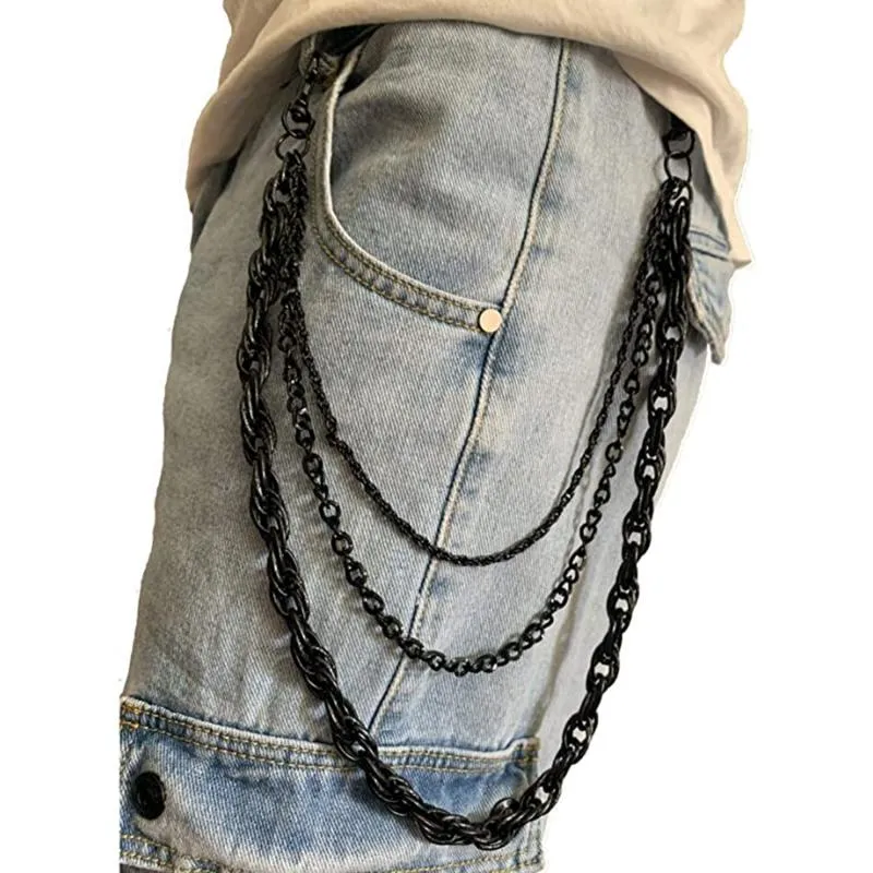 Cinture da uomo donna in vita catena portachiavi portafoglio cinghia clip clip motociclista multistrato retrò lungo lungo punk gioielli hip hop metal keychain