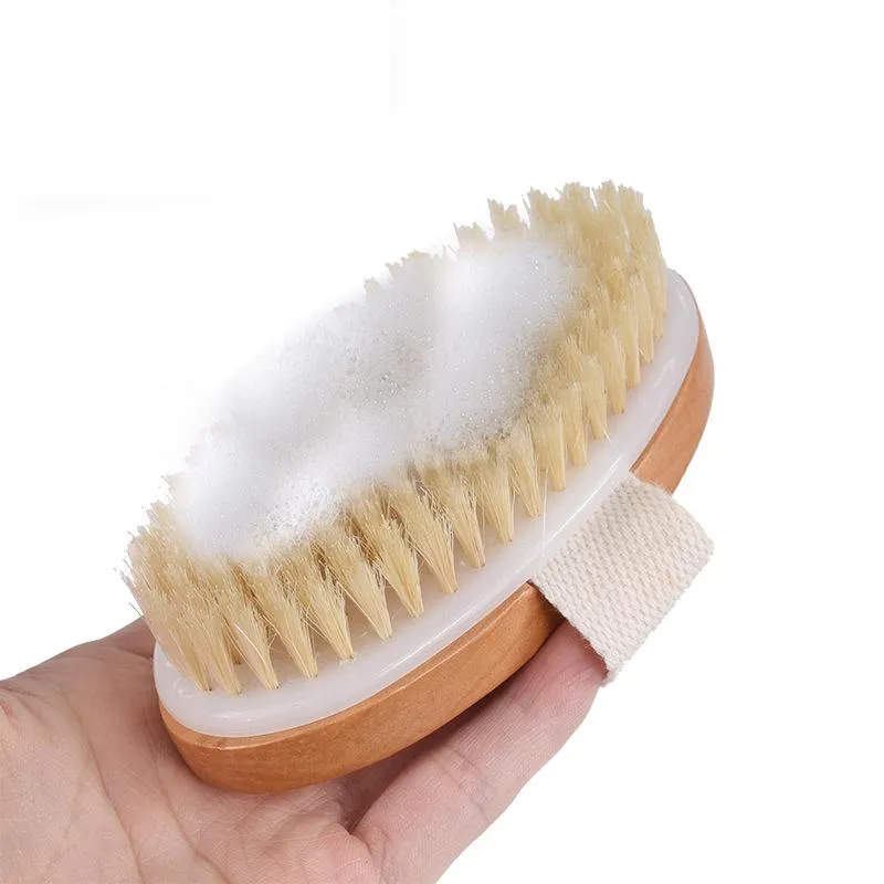 Dry Brushing Body Brush Natural Bristle Soft SPA Brush Bath Massager Home Exfoliating Scrub Massage Shower Brushes JY1060