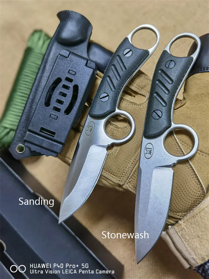 Theone Knuckles固定ブレードナイフ爪Karambit DC53屋外戦術的なニフス、サバイバルキャンプ、コレクションハンチングナイフEDCツール