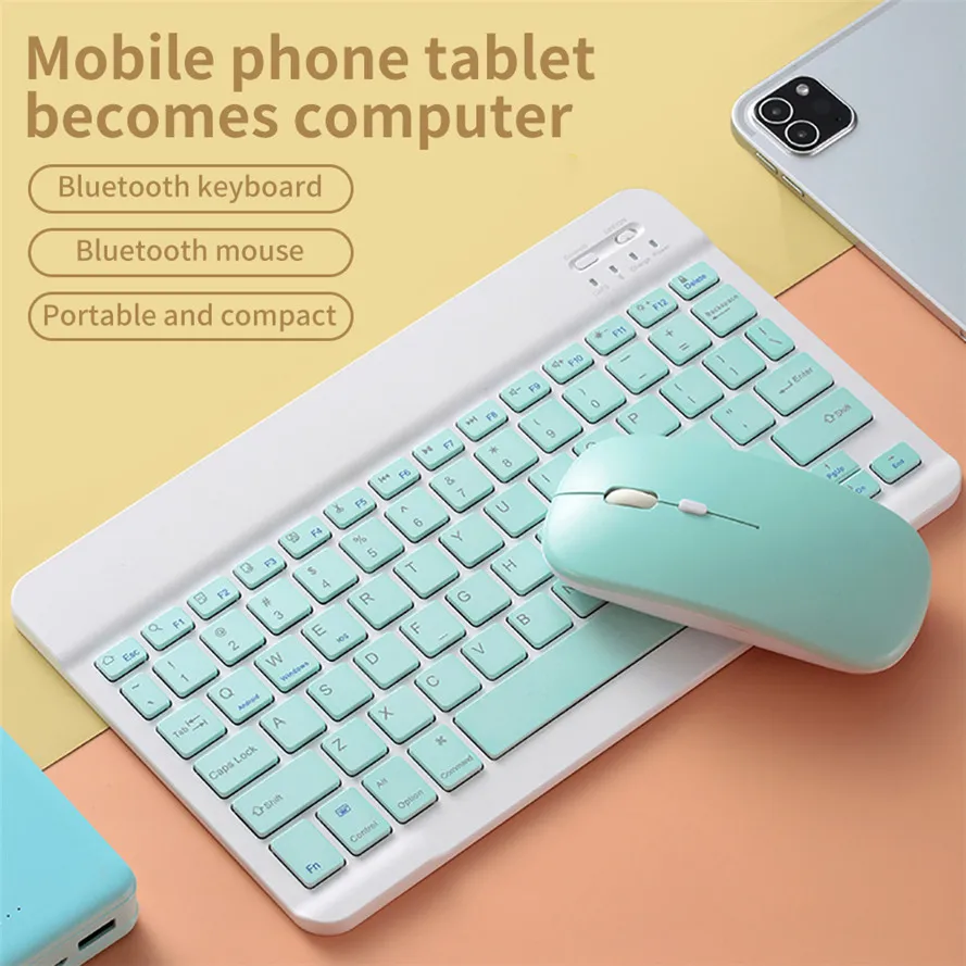 Mini tablette clavier sans fil pour iPad souris Combo muet sans fil Bluetooth Teclado Android IOS Windows