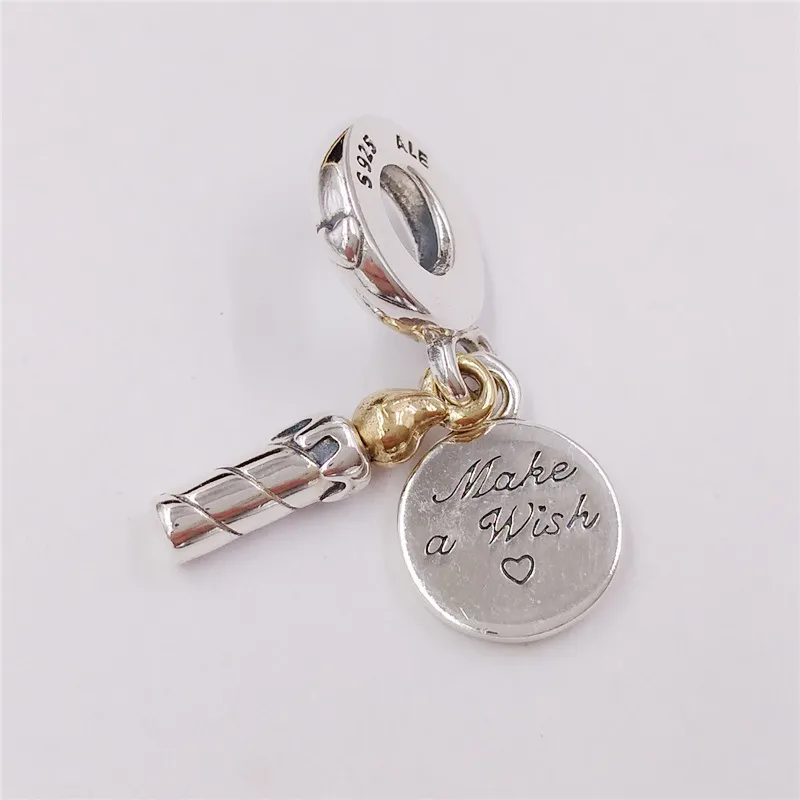 925 Ayar Gümüş Takı Malzemeleri Pandora Doğum Günü Mum 14 K Altın Dangle Sevimli Charms Zincir DIY Bilezik Yapma Aksesuarları Kadınlar için Boncuk Kitleri 799328C00