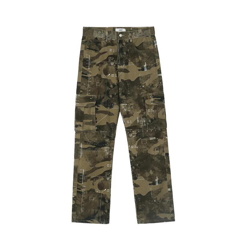 Men's Outdoor camouflage Cargo Pants Big Pocket Overalls Fashion Printed Trousers Hiking More Pockets Travel Safari High Quality Pant Size S-2XL