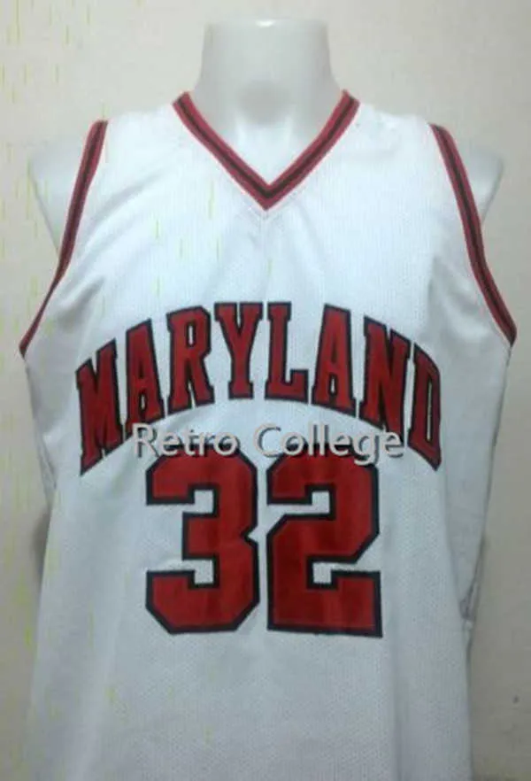 Heren 32 Joe Smith Maryland Terrapins wit basketbalshirt op maat, elk nummer en naam Jerseys gestikt borduurwerk