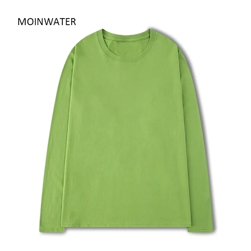 Moinwater Frauen 100% Baumwolle Langarm T Shirts Für Herbst Weibliche Grüne Lila Frühling Feste Tees Tops MLT2138 220312