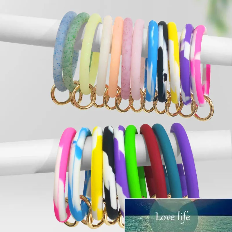 JUST FEEL Fashion Soft Silicone key Chain For Women Girls Circle Wristlet Keychain 2019 Multiful Keyring Accessories Wholesale