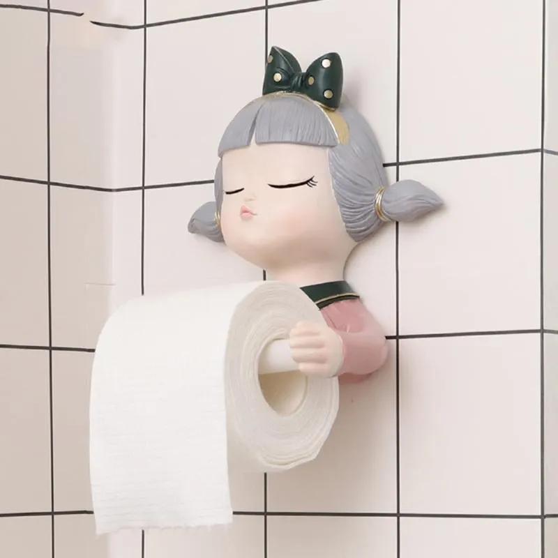 Держатели туалетной бумаги в ванной комнате бесплатно мультфильм офис Организатор для хранения, милая девочка эль смоля настенная держатель, держатель самостоятельно, самостоятельно