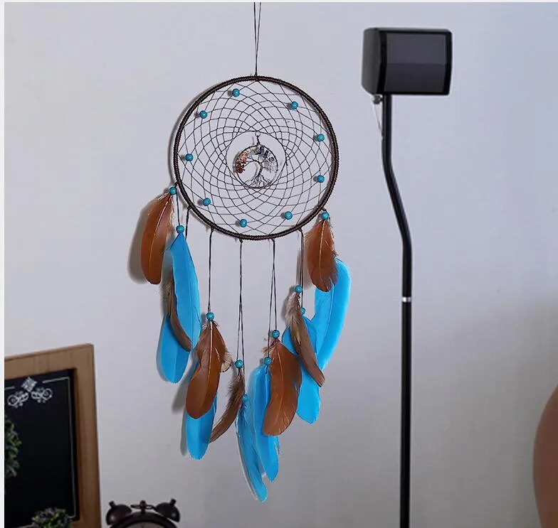Feathers Dream Catcher Tree of Life Party Blessing Gift Handmade Dreamcatchers Circular Net for Wall Hanging Kids Bedroom Decor