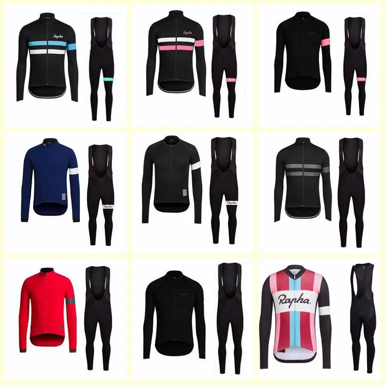 RAPHA team Cycling long Sleeves jersey bib pants sets Spring Autumn sport suit Simple and comfortable breathable U122013