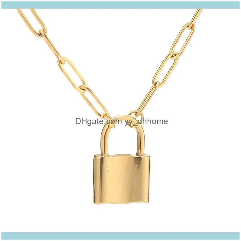 Chains Stainless Steel Punk Padlock Pendant Necklaces Brand Link Chain Rock Hiphop Key Lock Gift For Man Women