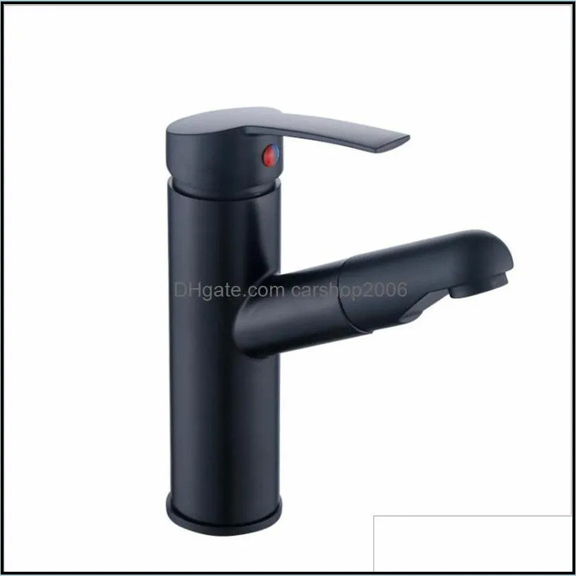 Bathroom Sink Faucets And Cold Black/Chrome Brass Single Hole Basin Faucet Pull Out El Engineering Shampoo