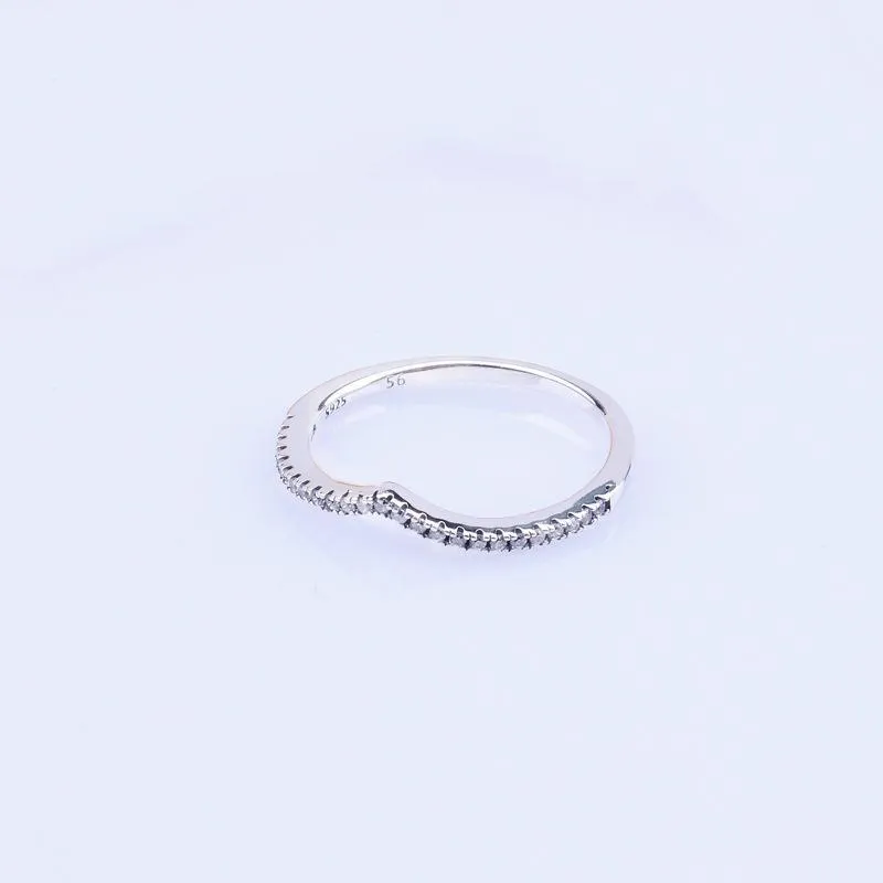 Sparkling bone Ring Rose gold yellow gold plated Wedding Ring for Pandora 925 Silver CZ diamond Rings with Original box