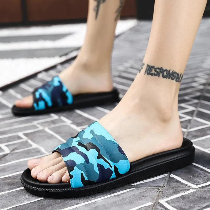 Tofflor Mäns Fashion Beach Sandaler Non-Slip Home Flip Flops Sommar Inomhus och Utomhus Mens Slide Män