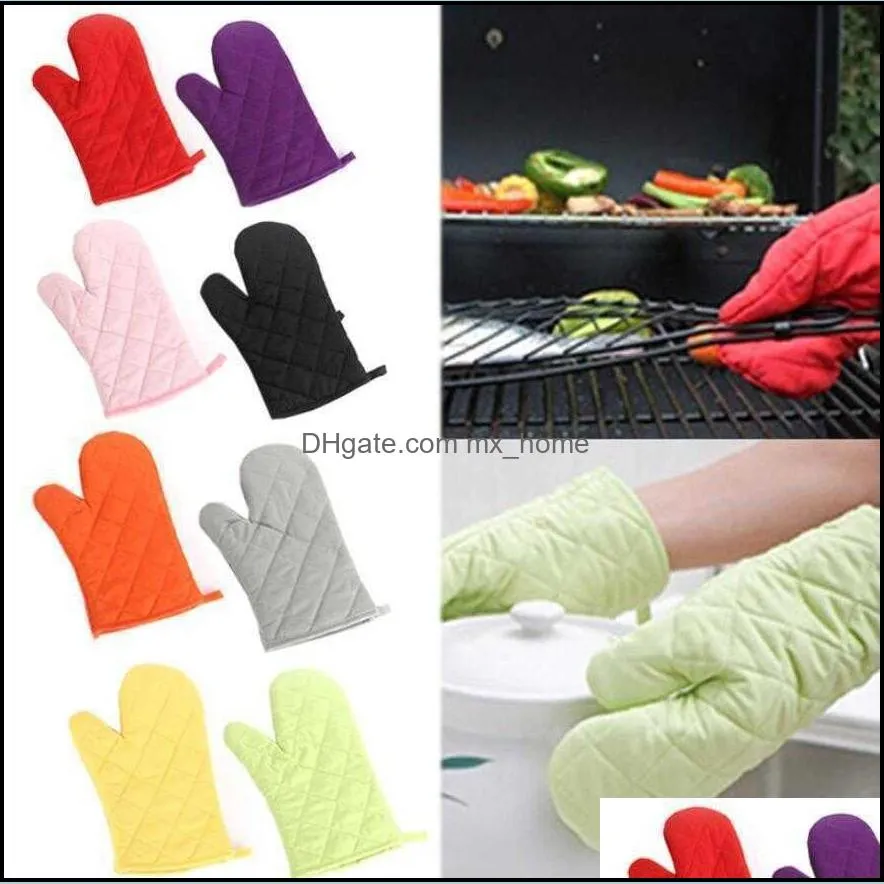 Oven Mitts Cotton Glove Heatproof Microwave Mitten Kitchen Cooking Thickened Microondas Insulated Non-slip Gloves 8 Colors 4546