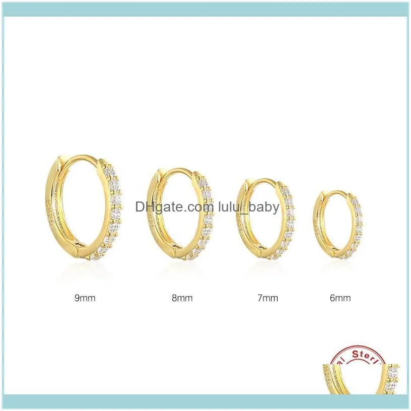 Silver Personality Trend Round Earrings Simple Diamond Hoop Suitable For Couples Engagement High-end Jewelry & Huggie