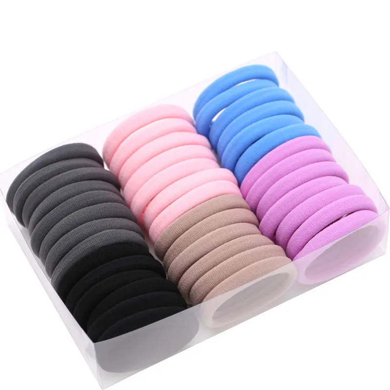 30 sztuk / zestaw Kobiety Girls 4 CM Kolorowe Poliester Elastyczne Ponytail Holder Guma Bands Scrunchie Pałąk Akcesoria do włosów