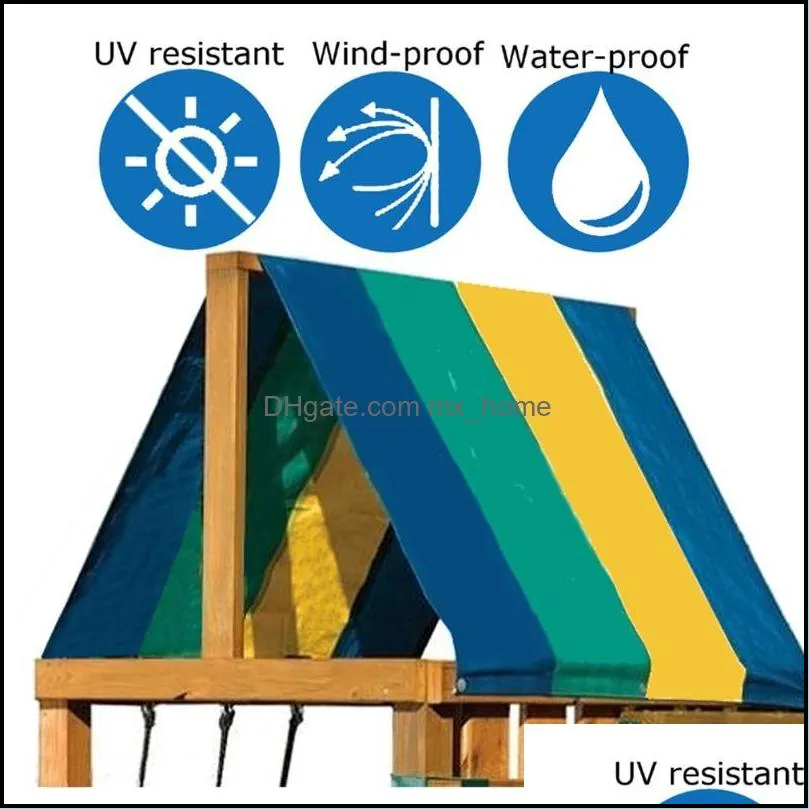 Waterproof Tent Roof Cover Printed Strips Playground Swing Set Replacement Tarp THIN889 Shade