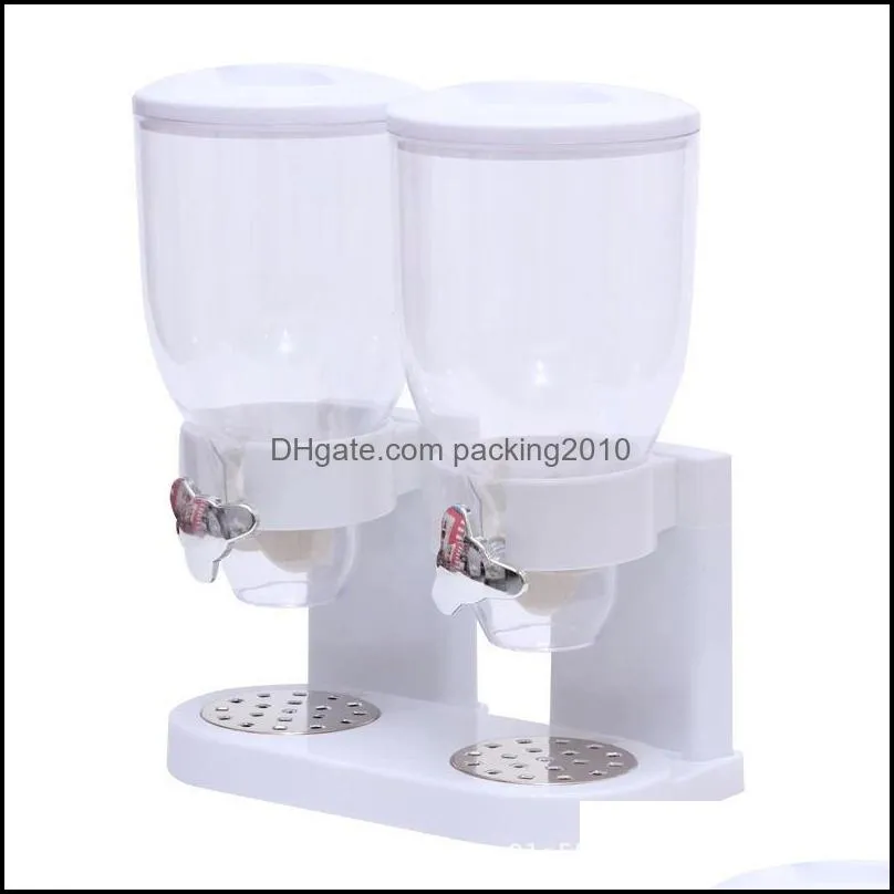 Storage Bottles & Jars Dry Dispensers Barrels Cereal Box Airtight Container Round Grain Dispenser 2 Tube Oatmeal Distributor Kitchen