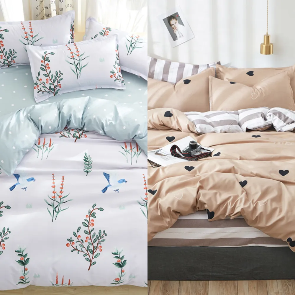 المنسوجات المنزلية مجموعة الفراش أغطية السرير تشمل غطاء لحاف السرير ورقة السرير المعزي مجموعات الفراش السرير الكتان C0223