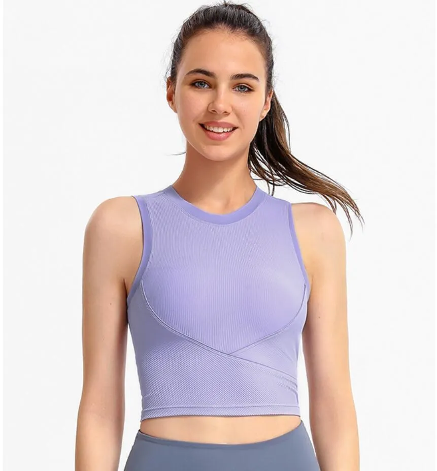 Côtes course sport Camis femmes soutien-gorge Yoga haut actif décontracté sans manches Fitness gilet vêtements de sport femmes culture débardeurs