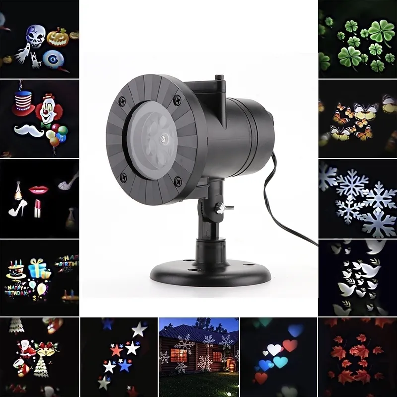 12 modelli RGB illuminazione di inondazione esterna impermeabile luci di Natale a LED proiezione prato lampada onda d'acqua proiettore Halloween Decor Y201015