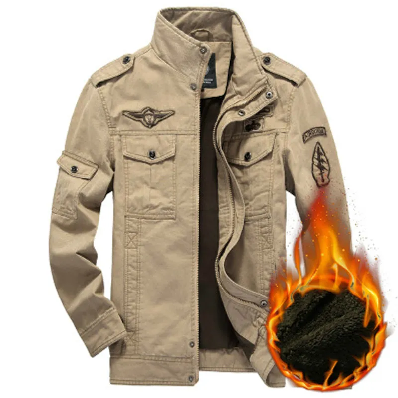 Casaco de Jaqueta de Bombardeiro Tático de Inverno Qualidade Querida Quente Piloto Jaquetas Malentes Militarem Mens Mens Casacos Casaco Plus Size M-6XL