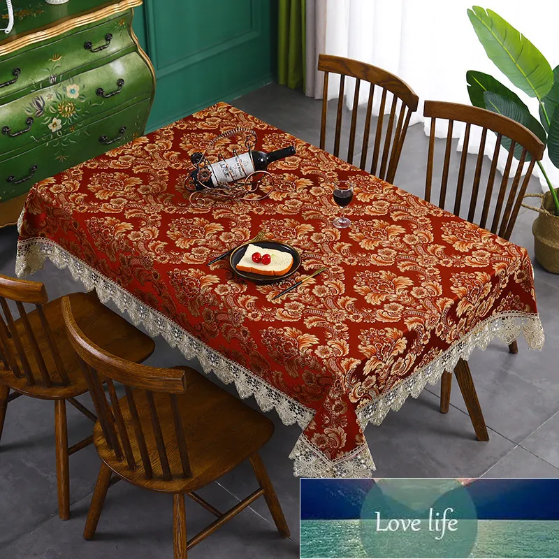 Other Home Textile Red Lace Tablecloth Thickened Heat Insulation Anti Scald Cloth Art Round Table TableCloths Furniture Dust Cover