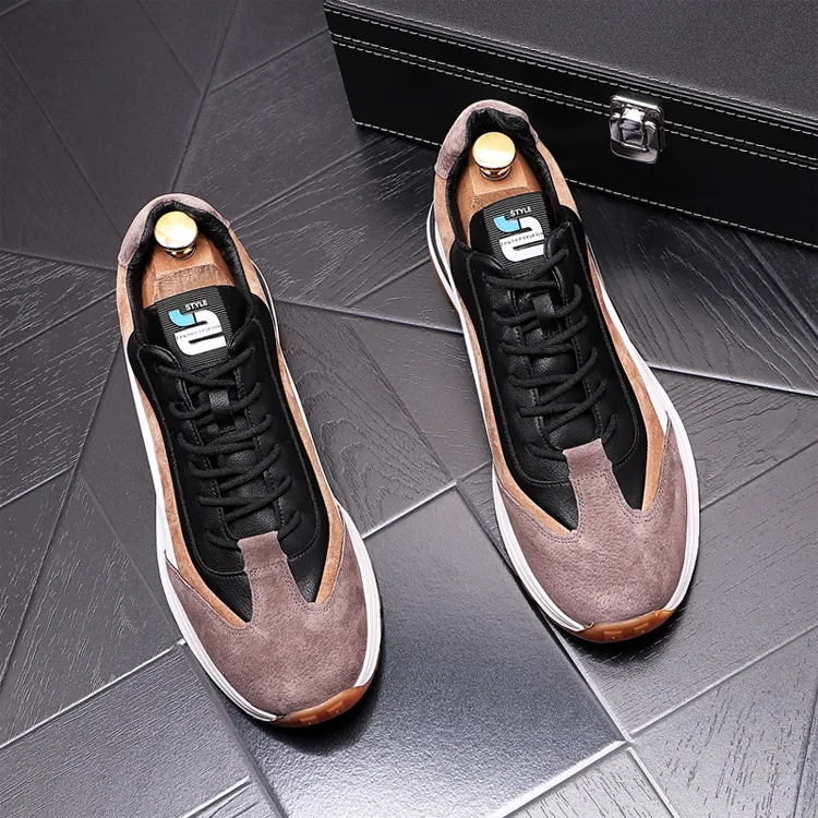 Fashion Designer Spring Autumn White Vulcanized Shoes European Style Flat Comfortable Lace-up Men Sneakers Black Dress P 4029