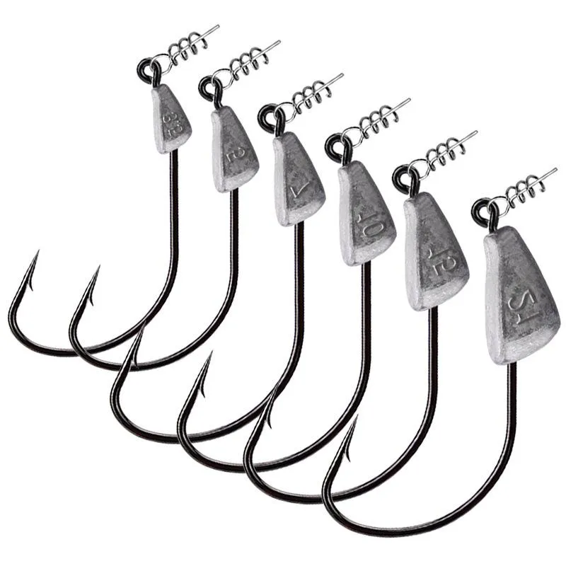 Of 5 Carbon Steel Jig Head Catfish Fish Hooks 3.5g To 21g Weight