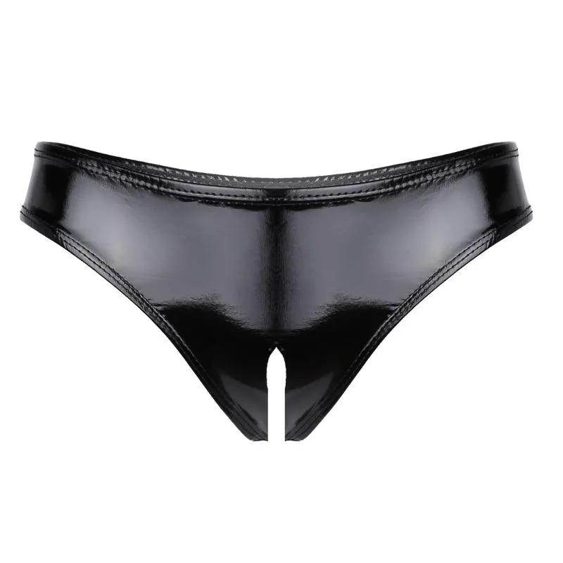 Sexy Black Patent Leather Shiny Panty With Open Crotch And Mini Latex  Briefs Erotic Pussy Hole Lingerie POR274M From Sadfk, $21.1