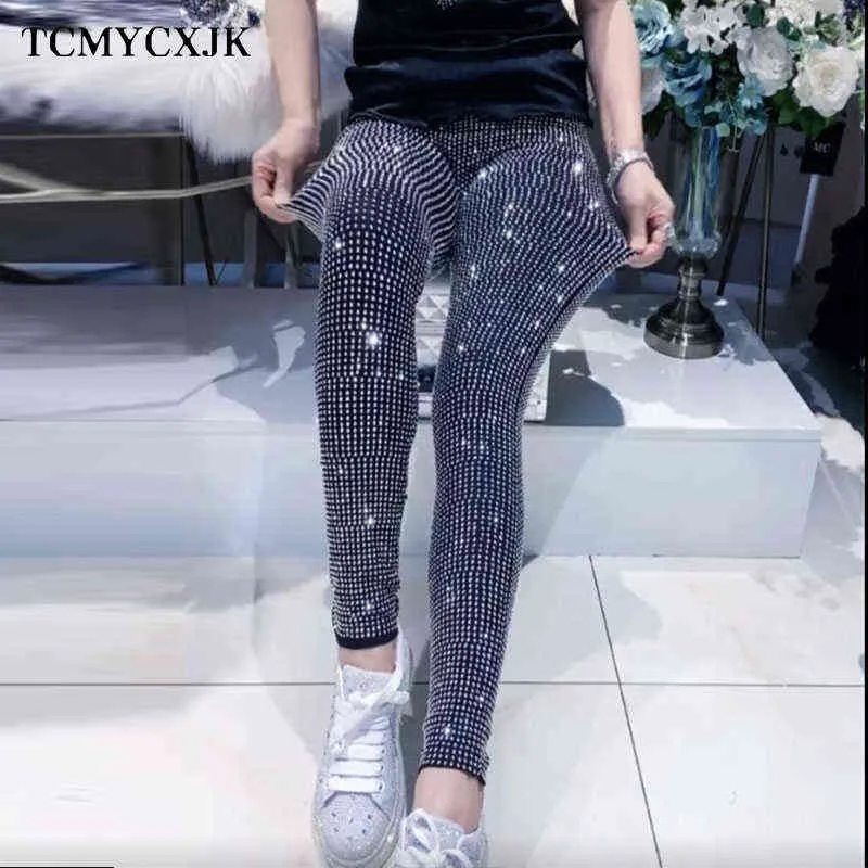 Korean Moda 2021 Jesień Kobieta Spodnie Nowe Hot Rhinestone Spodnie Kobiet Spodnie Kobiet Harajuku Slim Splupy Spadki Joggers Kobiety Y211115