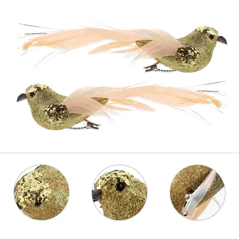 Christmas Decorations 6pcs Xmas Tree Bird Decor Simulation Birds Fake With Feather For Garden