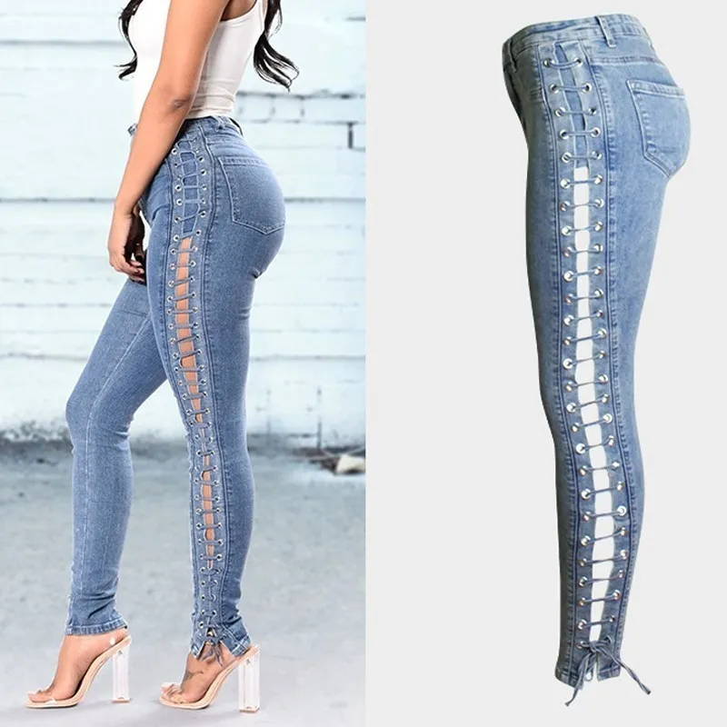 Jeans con deals lacci laterali
