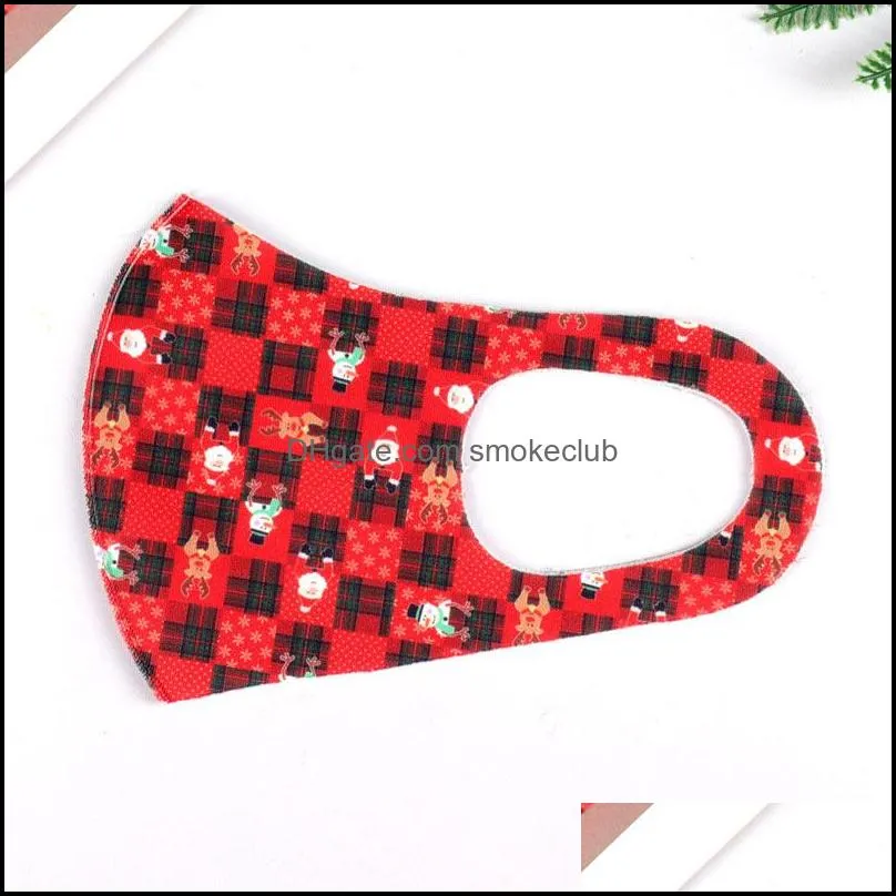 Designer face mask Christmas Santa snowman ice silk printed face masks Adult kids black red 3D dust-proof haze children facemask