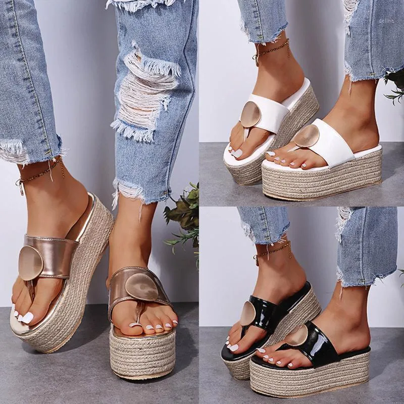 Slippers Women Summer Shoes Woman 2021 On Wedge Rubber Flip Flops Heeled Mules Candy Colors Platform Shale Female Wedges