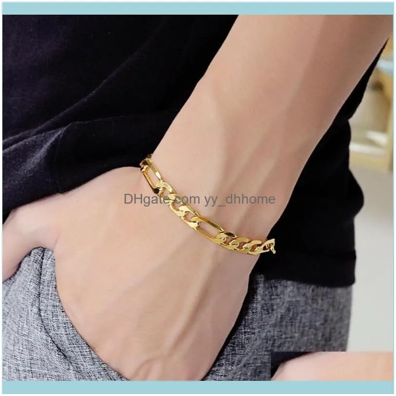 6MM/10MM Classic Vintage Gold Color Figaro Chain Bracelet Men Punk Hip Hop Jewelry