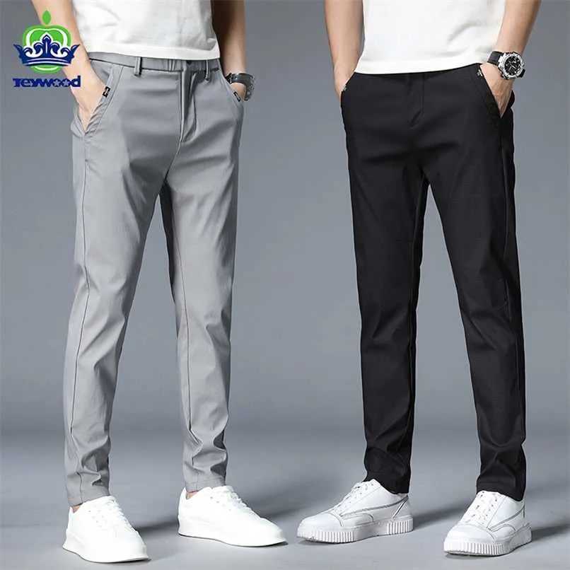 Jesień Spodnie Casual Mężczyźni Bawełna Klasyczny Styl Moda Biznes Slim Fit Proste Bawełna Solidne Kolor Marka Spodnie 38 211123