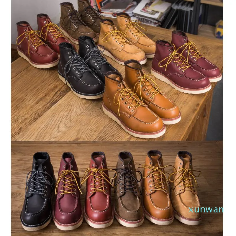 Herren-Stiefel, Frühlings-Rot, Stiefeletten, Mann, Flügel, warm, Outdoor, Arbeit, Cowboy, Motorrad, Absatz, männlich