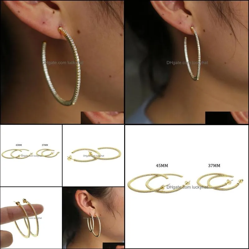 Hot Sale Hoop Earrings Big Smooth Circle Earrings Brincos Celebrity Brand Loop for Women delicate cz elegant Jewelry