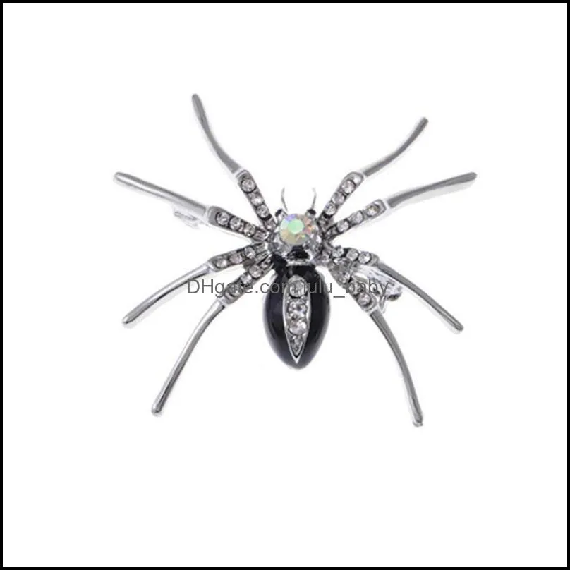 Pins, Brooches Women`s Crystal Rhinestone Halloween Araneid Designer Brooch Enamel Animal Insect Spider Pin Holiday Gift