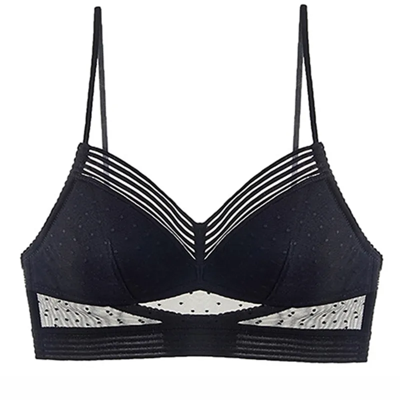 Sexy espalda baja bralette damas u backless invisible encaje sujetador lunares malla ultra delgada ropa interior mujeres lencería tanque top sujetadores 210728