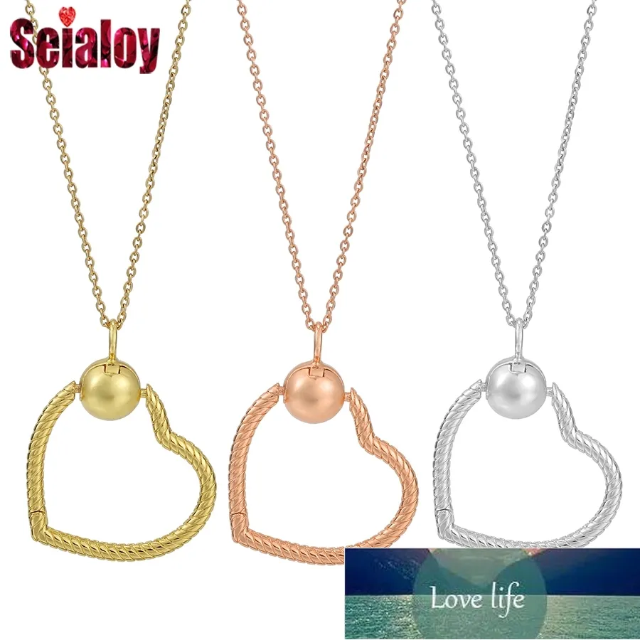 Seialoy New 3 Color Fashion Heart Necklace Fit Beads Charms Pendant Necklace Women Men Jewelry Boy Girls Lovers Gifts Factory price expert design Quality Latest