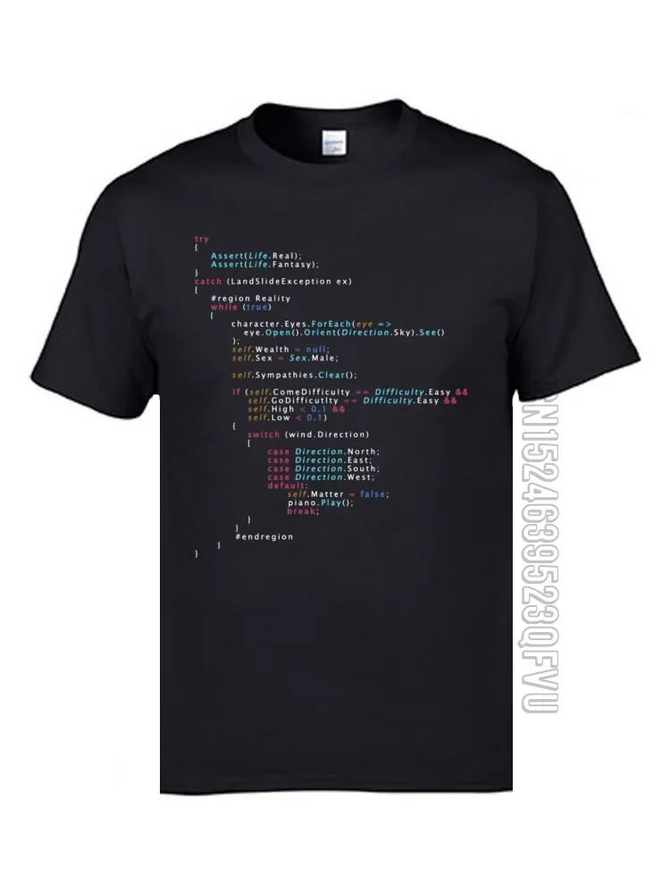 Окрашенные кода Программирование JS Мужские футболки Старший IT Engineer SCJP Programmer 100% хлопок TEE рубашки на клавиатуре рабочий день 210225