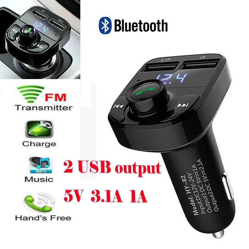 Bluetooth Handsfree Cars With Wireless Charging Kit With Dual USB Ports, Quick Charge, FM