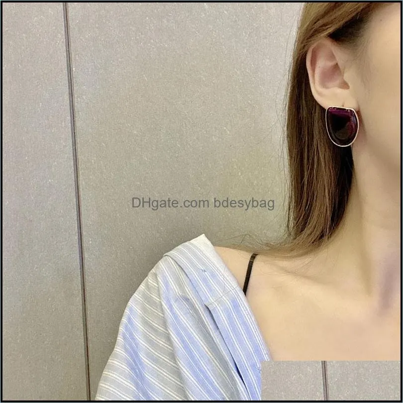 Stud 2021 Fashion Acrylic Irregular Earring For Women Polygon Earrings Female Vintage Joker Nightclub Jewelry