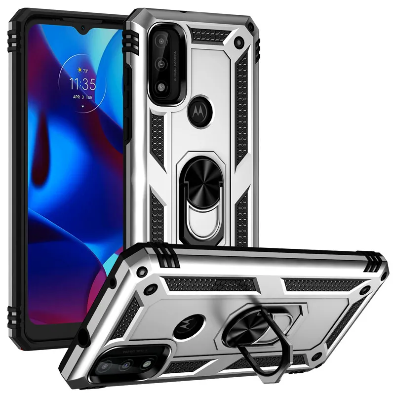 Étuis à anneau magnétique pour Moto G Pure 2021 de qualité militaire hybride dur PC souple en TPU housse de protection antichoc