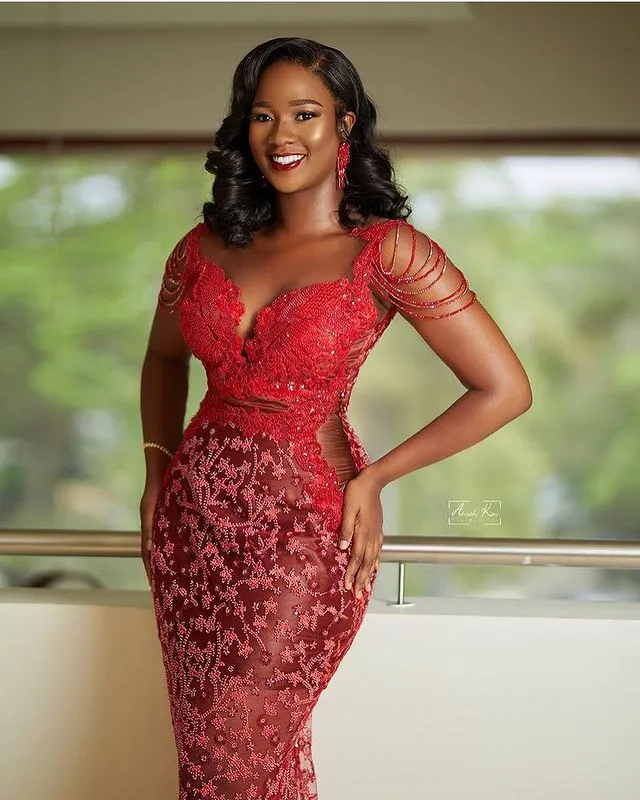 Sexy red lace sales dress
