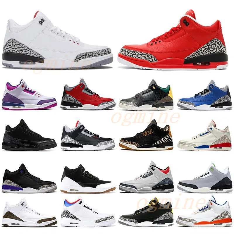 [AVEC BOX] air jordan jordans aj3 3s jordon jordons Jumpman 3 3S Fragment UNC Rouge Noir Blanc Ciment Varsity Royal Flight Hommes Plateforme Extérieur Sport Basketball Chaussures