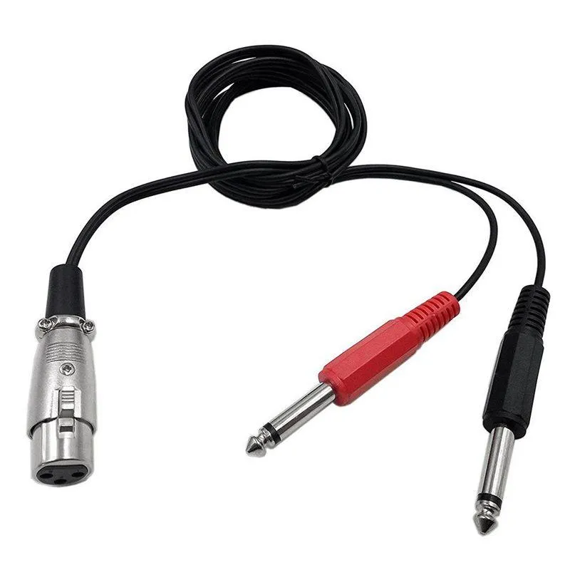 Audiokabels Connectoren XLR Vrouwelijke aansluiting naar Dual Mono 6.35mm 1/4 inch Mannelijke Jack Plug Stereo O Kabelkoord Draad Voor Mic Mixer Sou