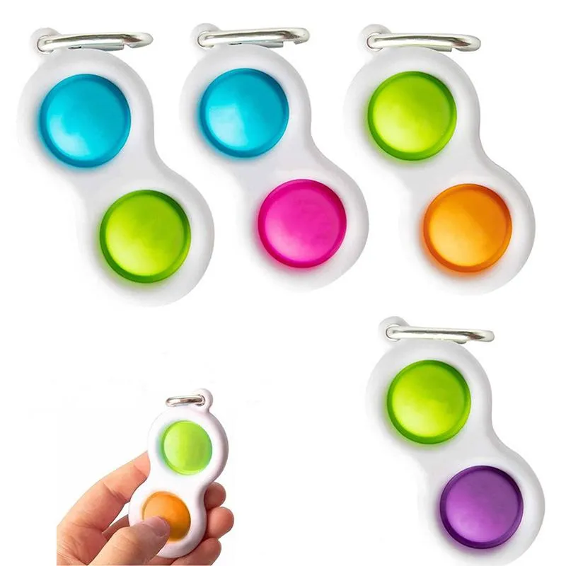  it Colorful Decompression Toys Push  Bubble Sensory Fidget Toy Keychain Baby Early Education Autism Anxiety Stress Reliever Tools