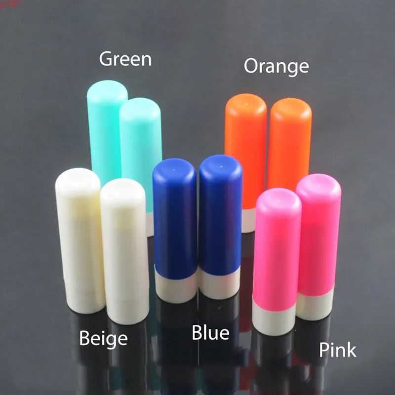 4g Lippenbalsam-Flasche, leere Lippenstift-Pomade-Röhre, DIY-Lipgloss-Behälter, blau, rosa, orange, beige, kostenloser Versand, gute Menge
